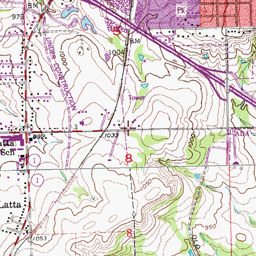 Topographic Map of Cleveland Presbyterian Church, OK