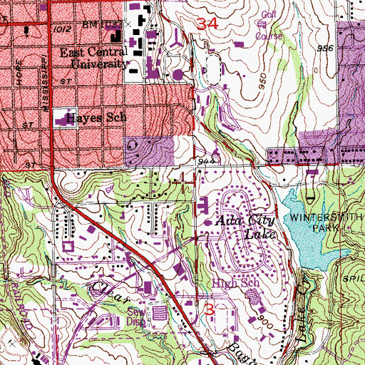 Topographic Map of Family Life Center, OK