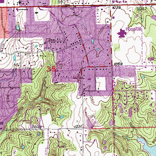 Topographic Map of Fellowship Baptist Church, OK