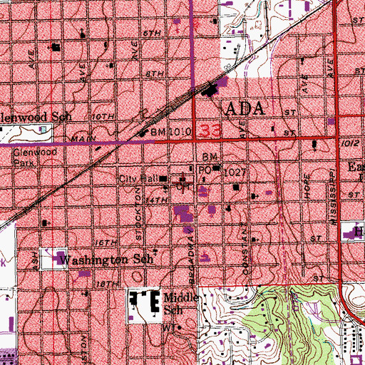 Topographic Map of First Christian Church, OK