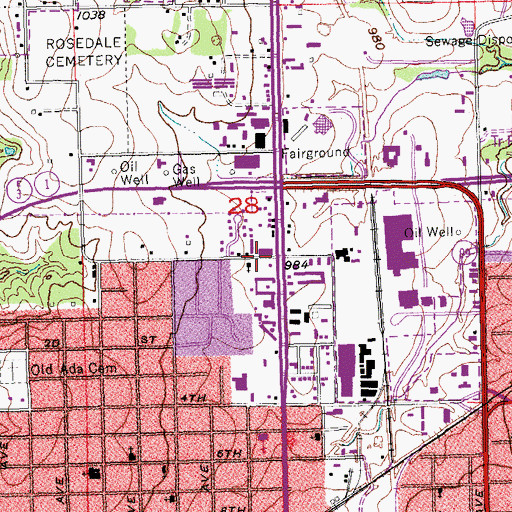Topographic Map of First Pentecostal Church, OK