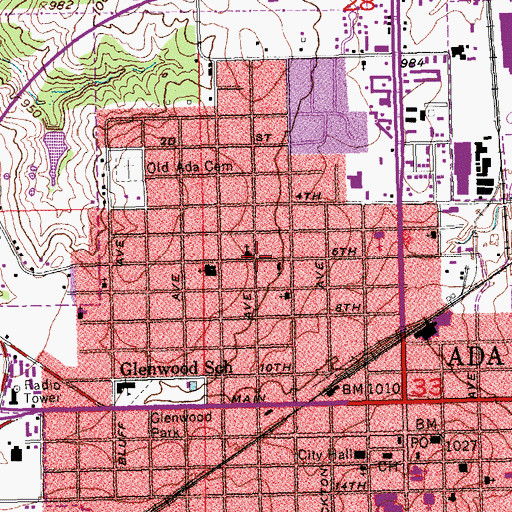 Topographic Map of First United Pentecostal Church, OK