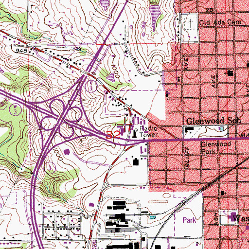 Topographic Map of Morris Memorial Baptist Church, OK