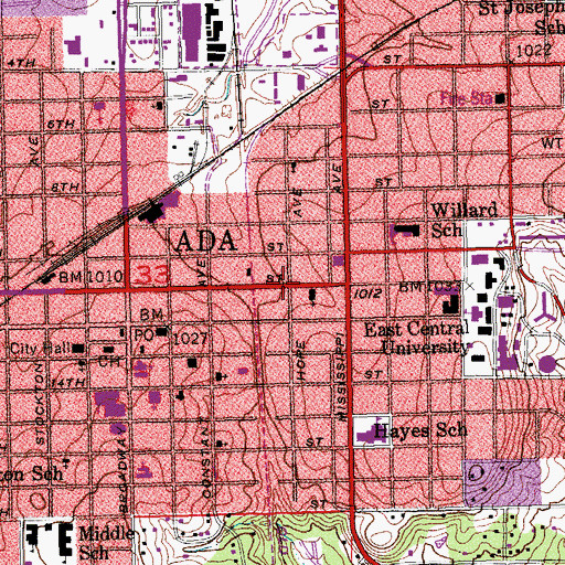 Topographic Map of Restoration Fellowship Church, OK