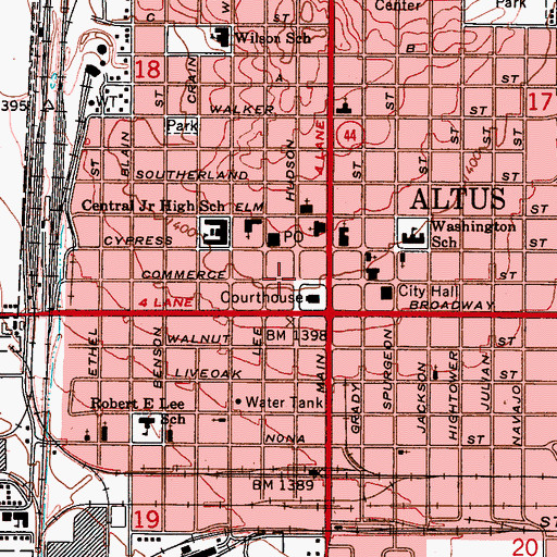 Topographic Map of Altus Christian Fellowship, OK