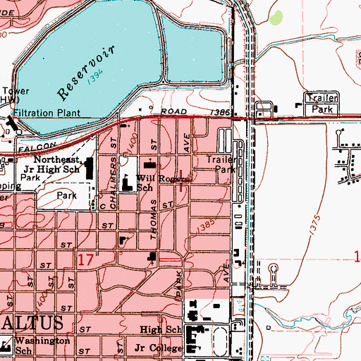 Topographic Map of Family Worship Center, OK