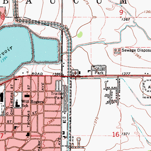 Topographic Map of First Assembly of God, OK