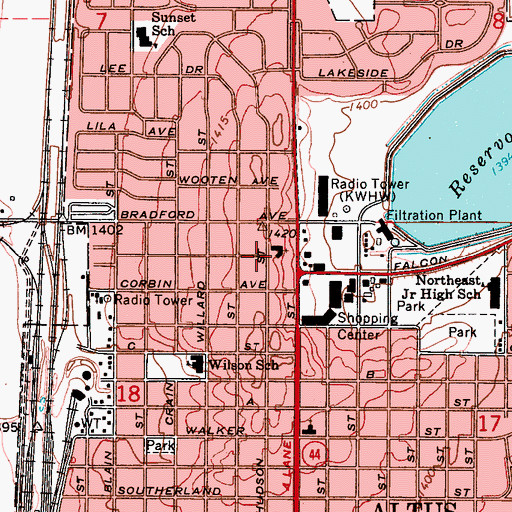 Topographic Map of First Christian Church, OK
