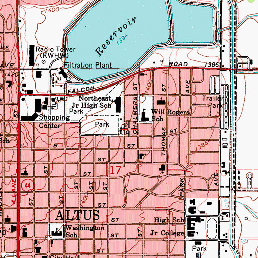 Topographic Map of Grace Chapel, OK