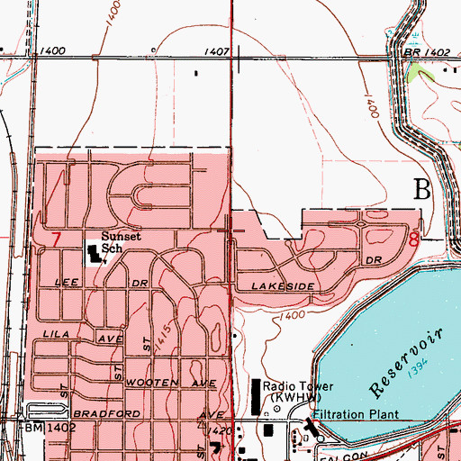 Topographic Map of Highland Heights Methodist Church, OK