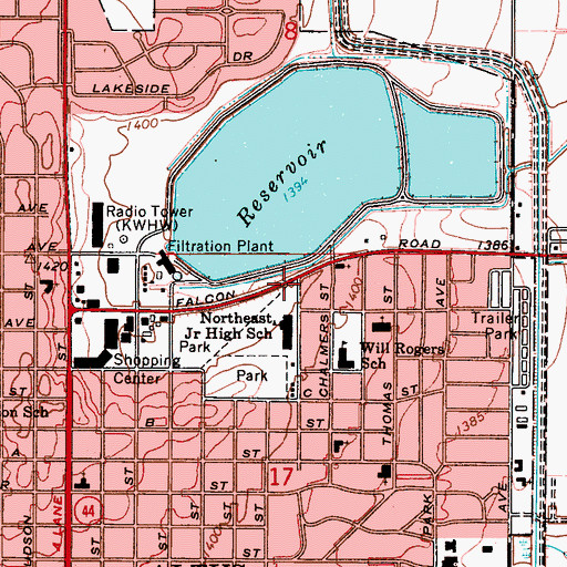 Topographic Map of Prince of Peace Catholic Church, OK
