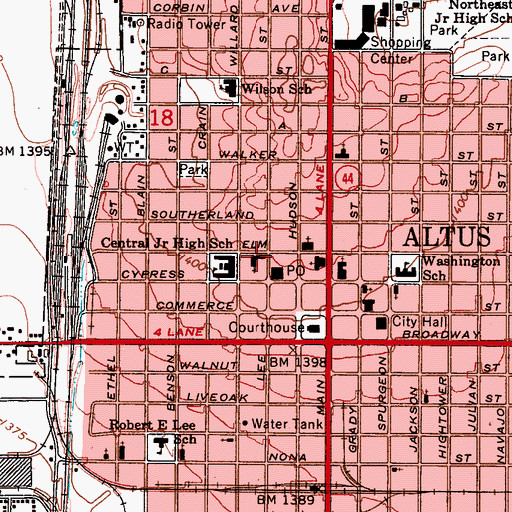 Topographic Map of Tabernacle Baptist Church, OK