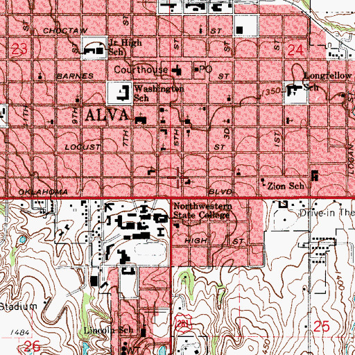 Topographic Map of Assembly of God Church, OK