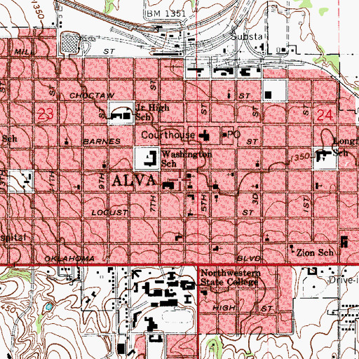 Topographic Map of Baptist Church First, OK
