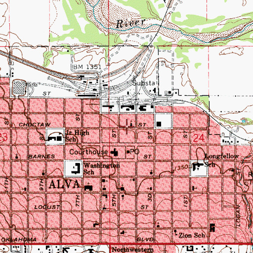 Topographic Map of Bible Baptist Church, OK