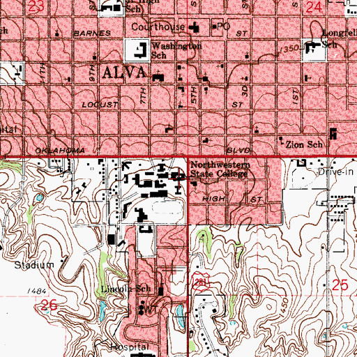 Topographic Map of Church of Christ Bible Church, OK