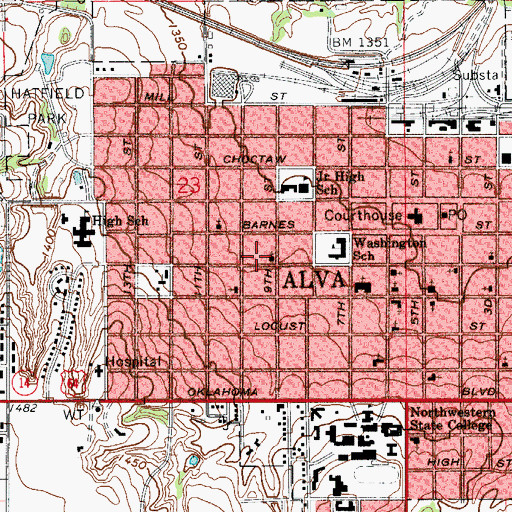 Topographic Map of Church of God, OK