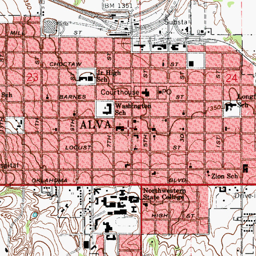 Topographic Map of Church of the Nazarene, OK