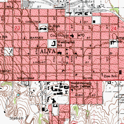 Topographic Map of First Christian Church, OK