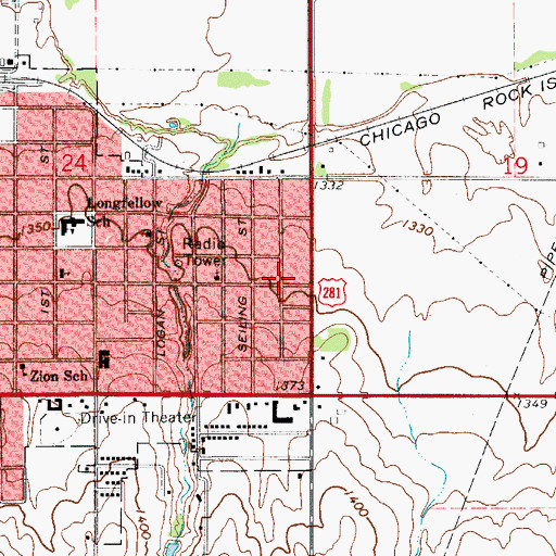 Topographic Map of Reorganized Chuch of Jesus, OK