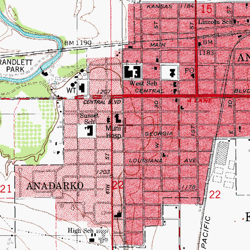 Topographic Map of Church of the Nazarene, OK
