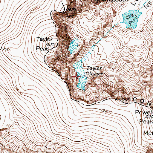 Topographic Map of Taylor Glacier, CO