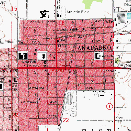 Topographic Map of Grace Church, OK