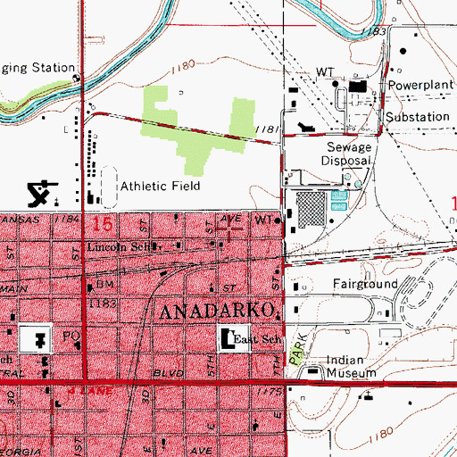 Topographic Map of Greater First Baptist Church, OK