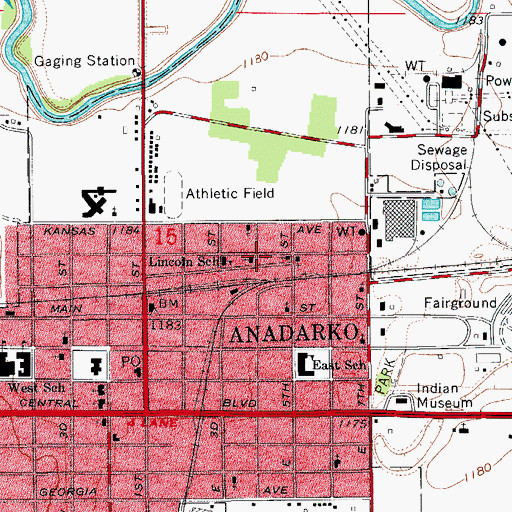 Topographic Map of Saint Pauls United Methodist Church, OK