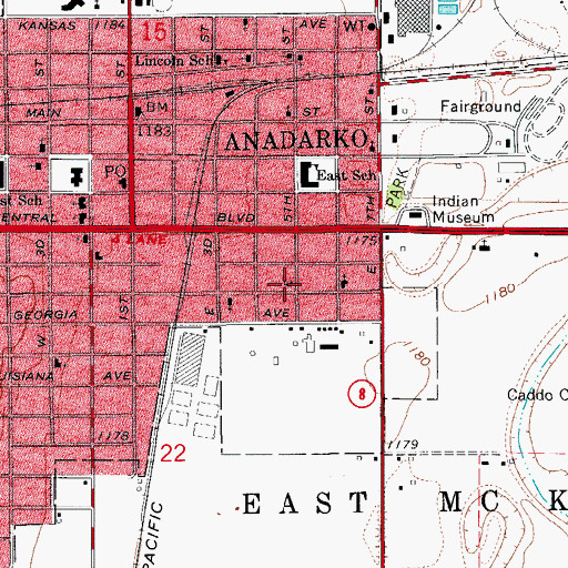 Topographic Map of Victory Assembly of God, OK
