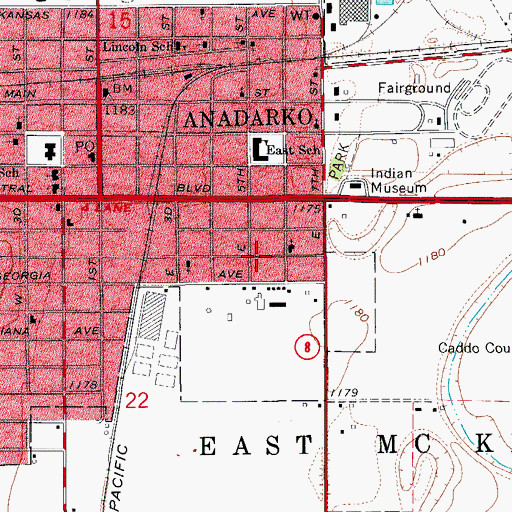 Topographic Map of Virginia Avenue Baptist Church, OK