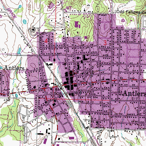 Topographic Map of Church of Christ, OK
