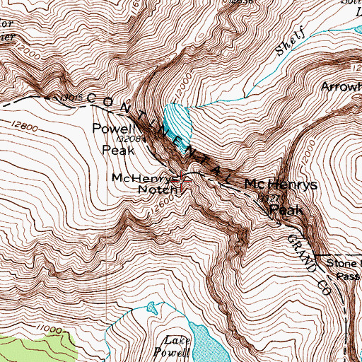 Topographic Map of McHenrys Notch, CO