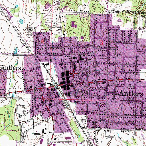 Topographic Map of First Baptist Church, OK