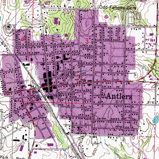 Topographic Map of Saint Agnes Catholic Church, OK