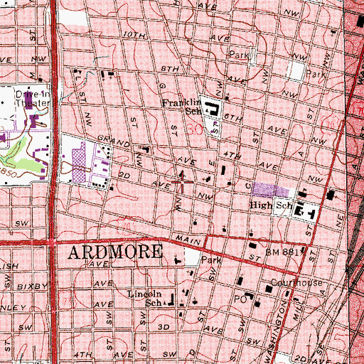Topographic Map of Church of Christ, OK