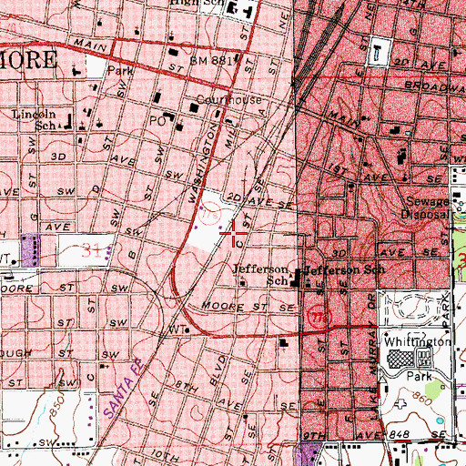 Topographic Map of Emmanuel Baptist Church, OK