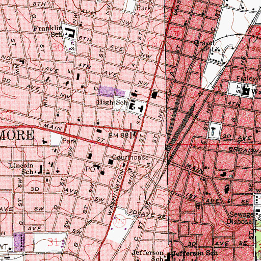 Topographic Map of First Presbyterian Church, OK