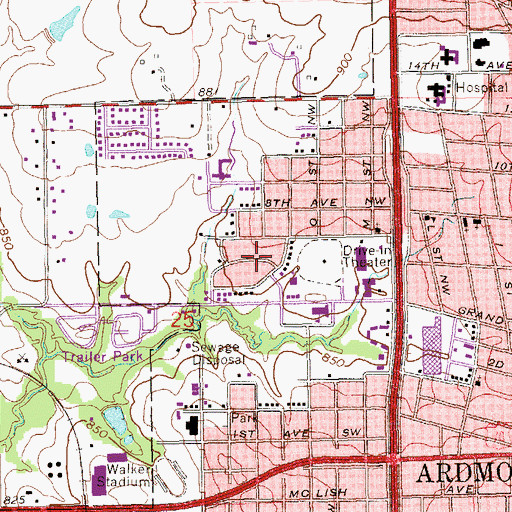 Topographic Map of Heritage Baptist Church, OK
