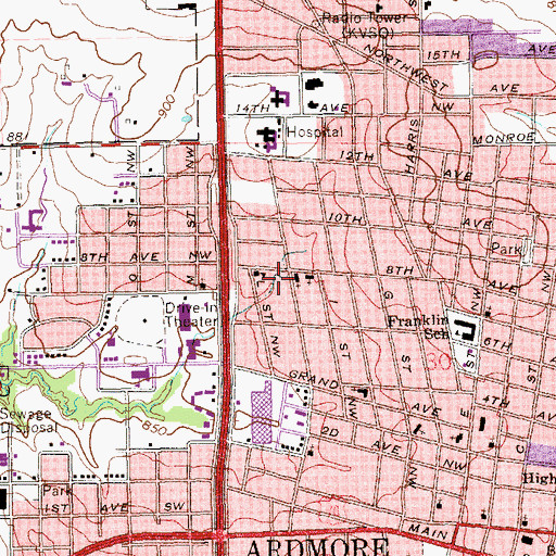 Topographic Map of K Street Baptist Church, OK