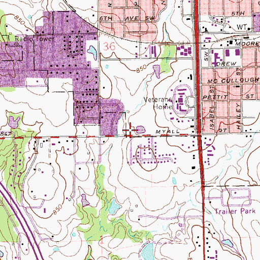 Topographic Map of Maranatha Freewill Baptist Church, OK