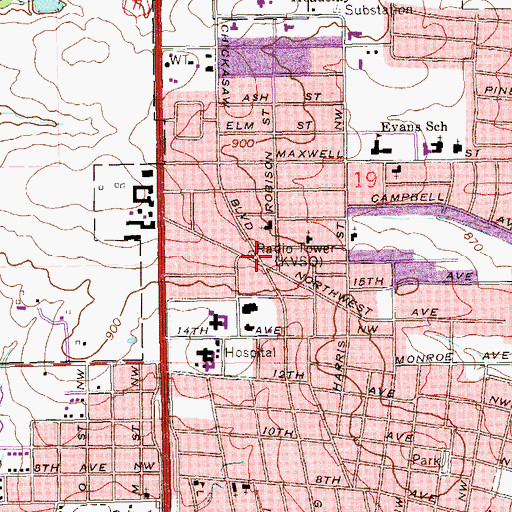 Topographic Map of Northwest Baptist Church, OK
