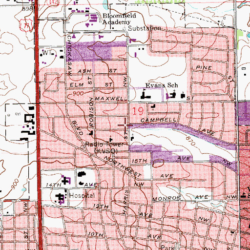 Topographic Map of Trinity Lutheran Church, OK