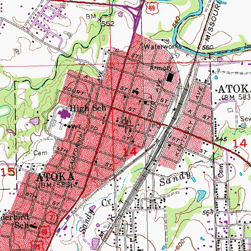 Topographic Map of Presbyterian Church, OK