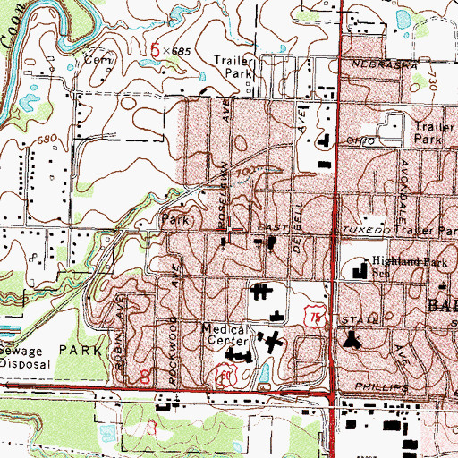 Topographic Map of Baptist Temple, OK
