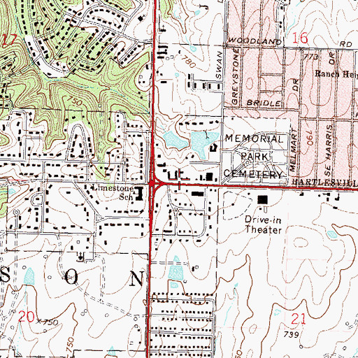Topographic Map of Encouraging Word Church, OK
