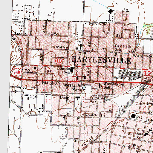 Topographic Map of Family Church, OK