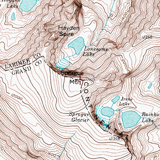Topographic Map of Sprague Mountain, CO