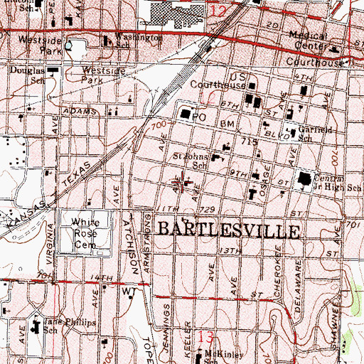 Topographic Map of Greater First Baptist Church, OK