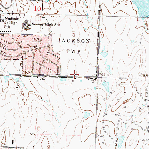 Topographic Map of Jehovahs Witnesses Church, OK